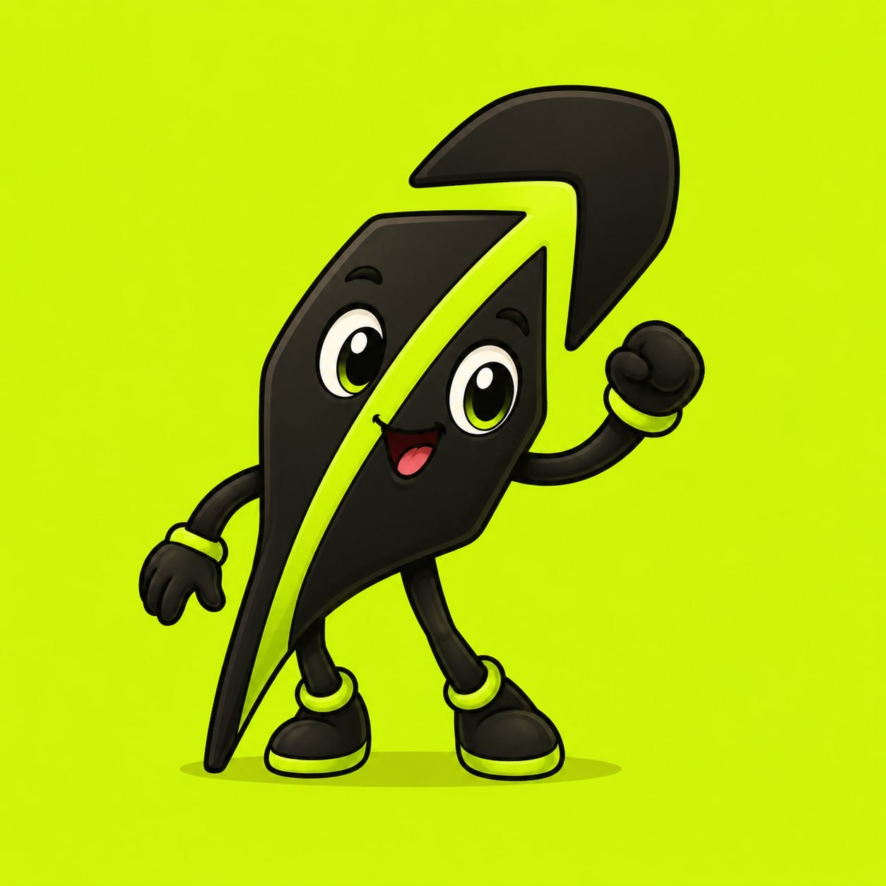 Feathy, the lime arrow-feather mascot of Robinhood Chain